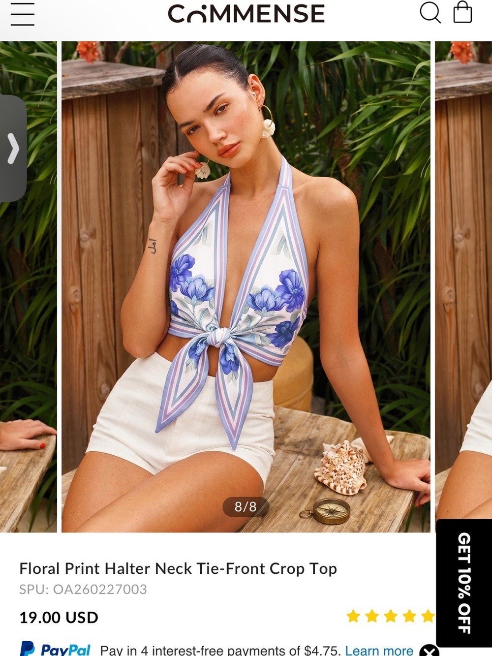 Commense SET White Maxi Dress with Blue Floral Halter - Picture 11 of 15
